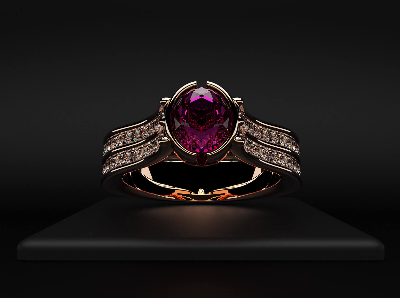 Pink Tourmaline and Diamond Engagement Ring