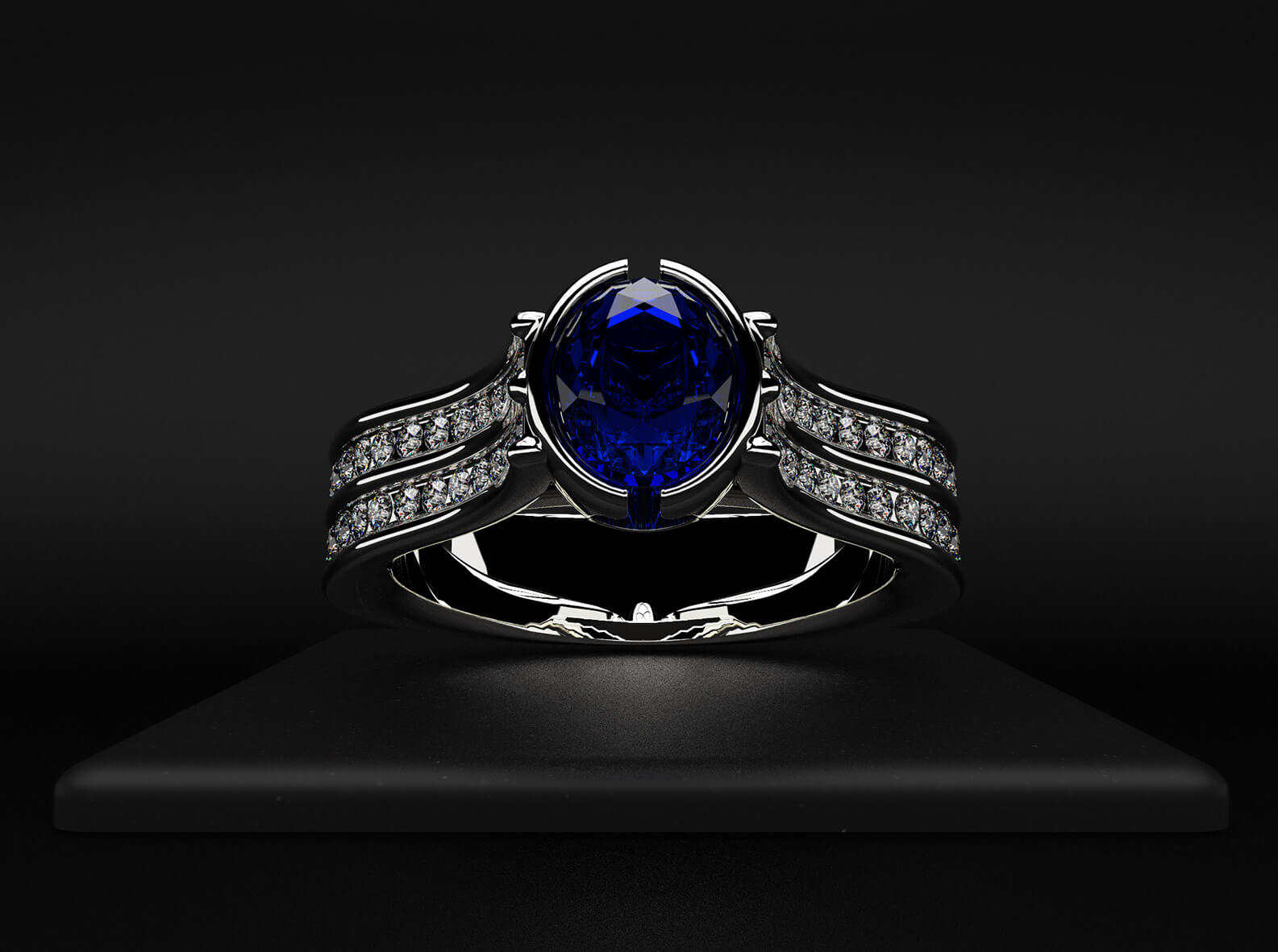 Sapphire and Diamond Engagement Ring
